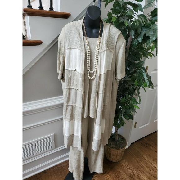 Jessica Howard Cream Rayon & Cotton 3 Piece Set - Picture 1 of 7